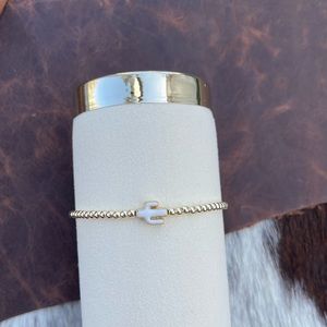 14kt gold filled beaded white cactus bracelet